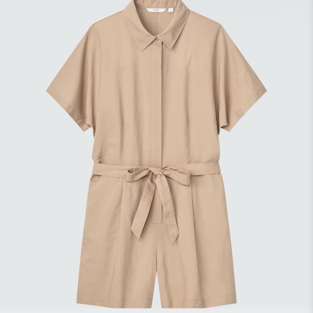 Uniqlo Beige Short Sleeve Jumpsuit